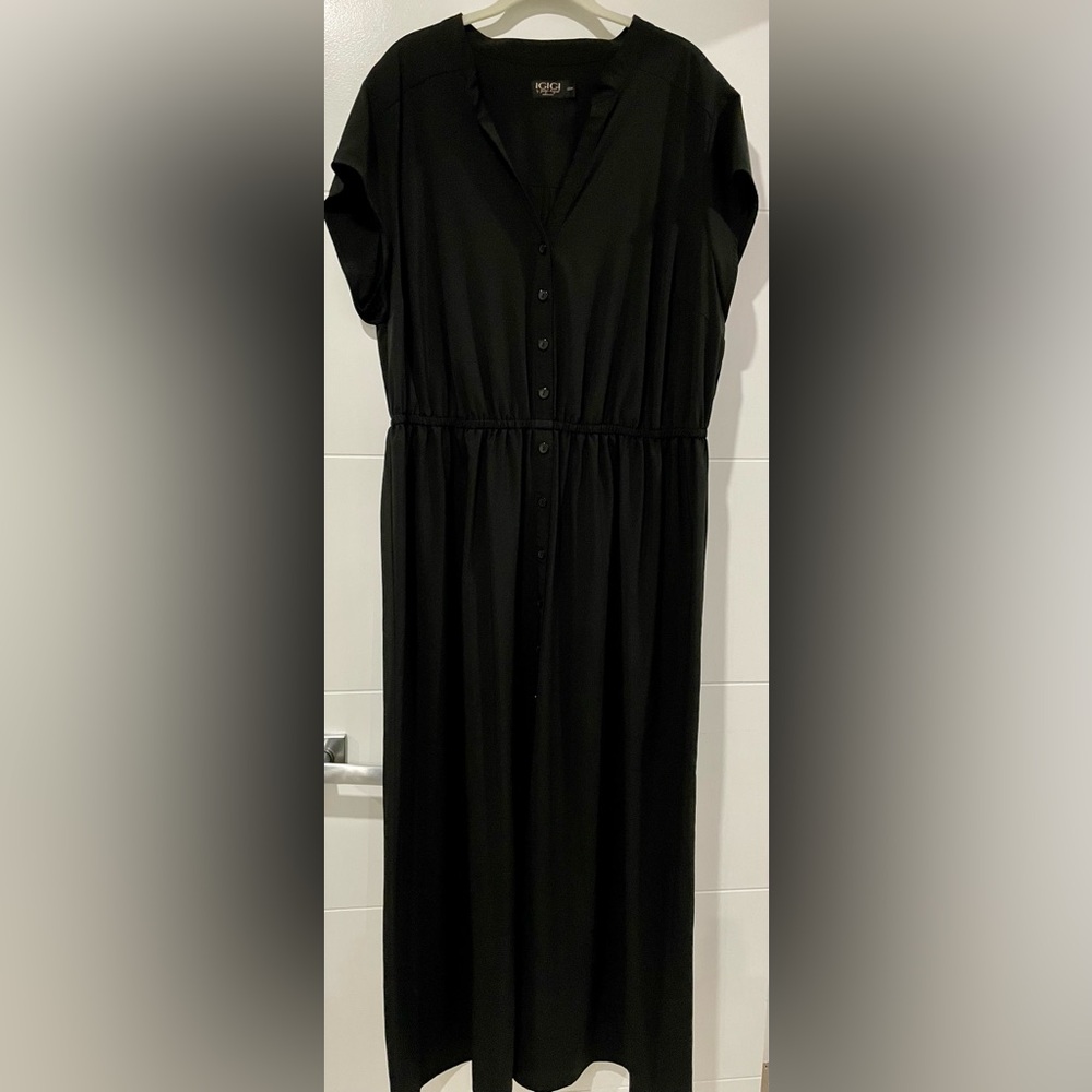 Igigi Black Maxi Dress with Button Detail